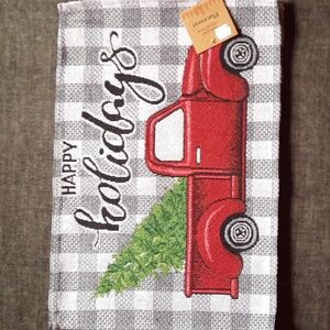 Placemat Happy Holidays Gray Check Red Truck Tree Table Tabletop Christmas Set 5